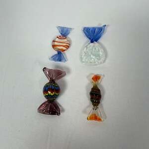Vintage Murano Style Hand Blown Art Glass Wrapped Candy Figurines - Set of 4
